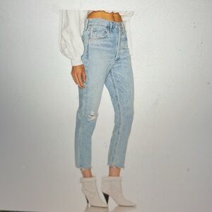 Agolde Riley hi rise straight distressed crop Jean sz 23